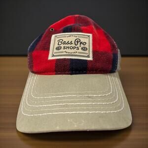 Bass Pro Red Buffalo Plaid Men’s Hat Cap Adjustable Back
